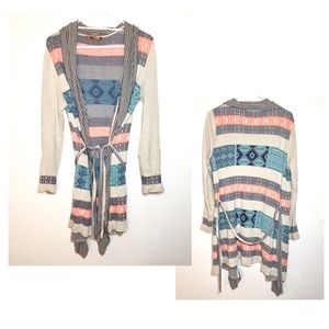 Peach Cream Blue Midwestern Striped Cardigan